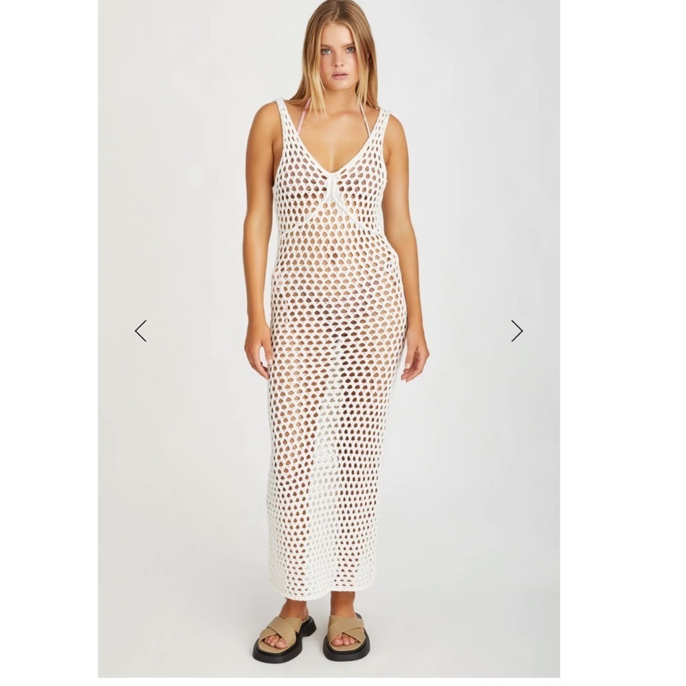 Zulu & Zephyr White Cotton Crochet Knit Dress